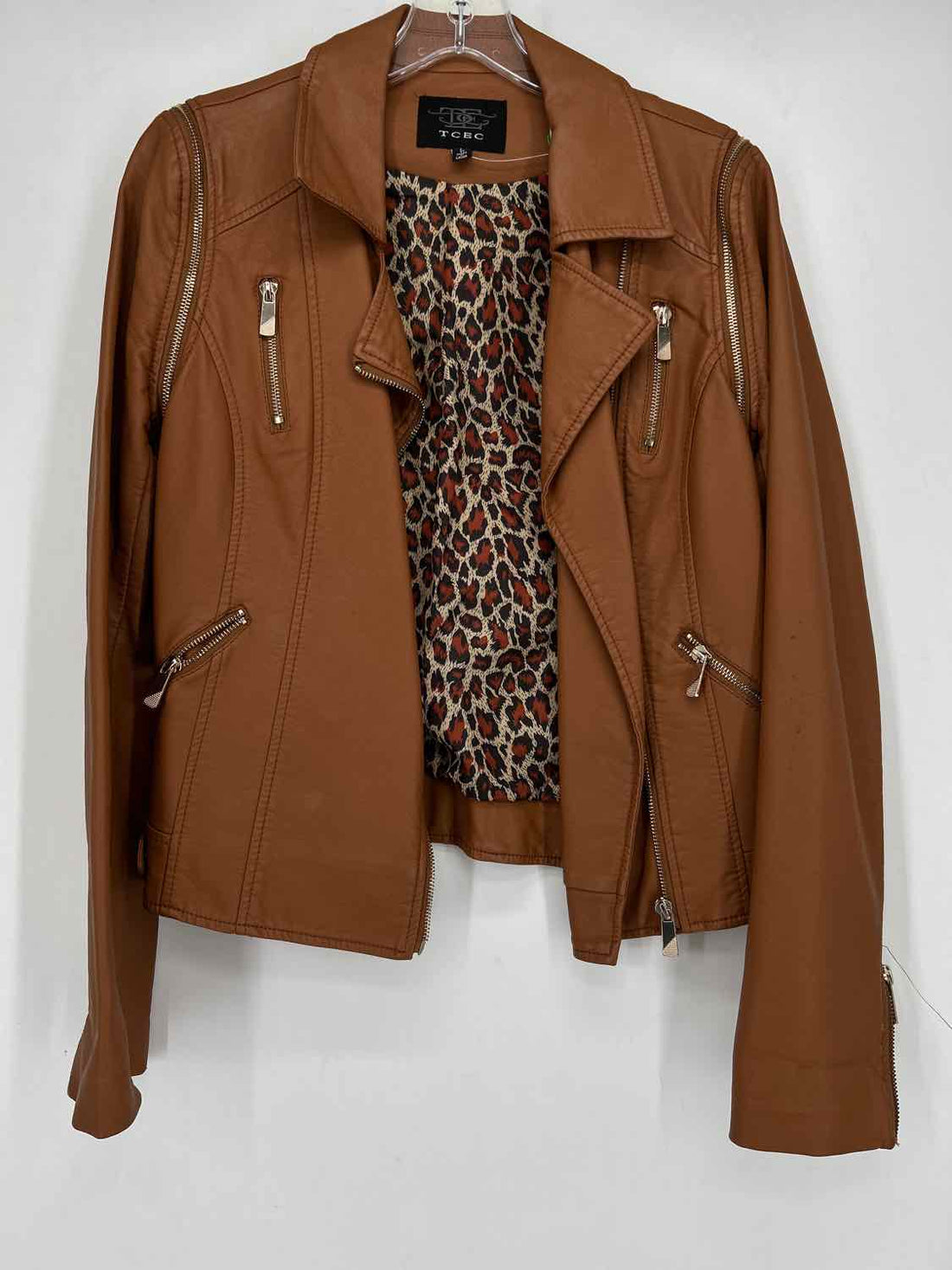 TCEC Size M Hazelnut Faux Leather Convertible Vest Jacket (Outdoor)