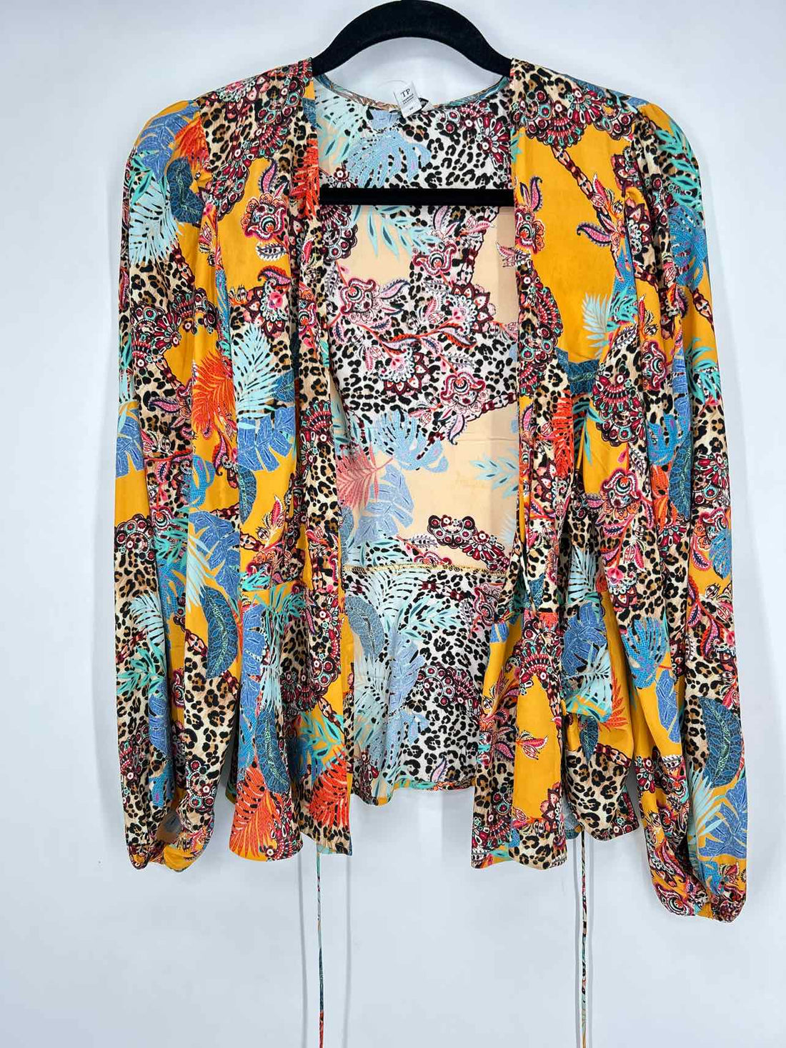 Robert Graham Size XS Orange Print Silk Blend Long Sleeve
