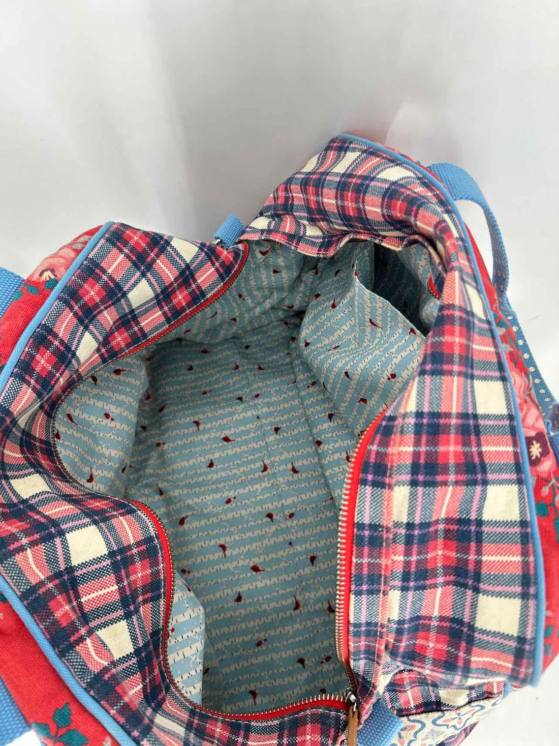 Matilda Jane Red & Blue Print Canvas Pre Owned Duffel