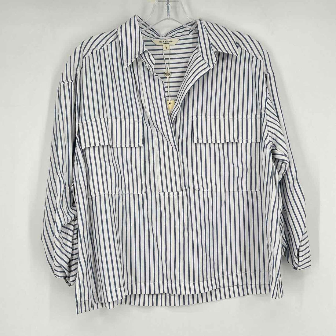 Max Studio Size S White & Blue Striped NWT Long Sleeve