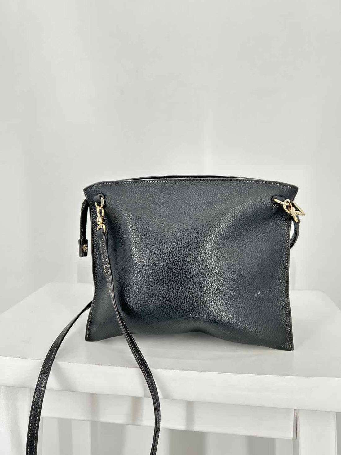 Furla Cream black & gray Pebbled Leather Crossbody