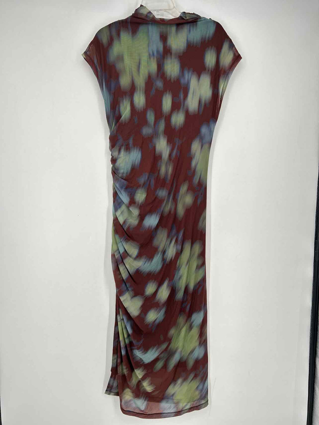 By Anthropologie Size L Brown Blue & Green Mesh Short Sleeve Maxi