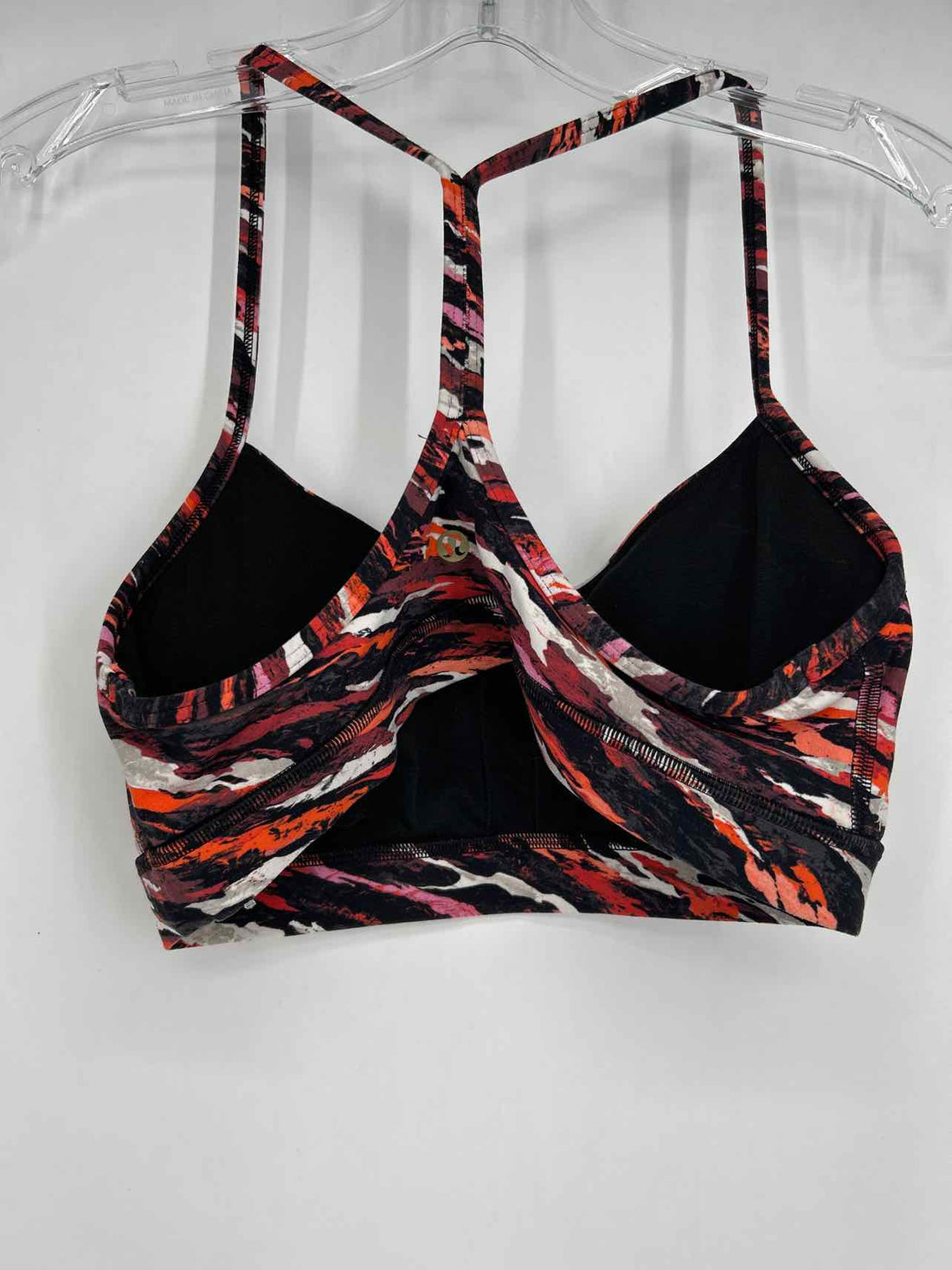 Lululemon Size 10 Black & Red Print Active Sports Bras