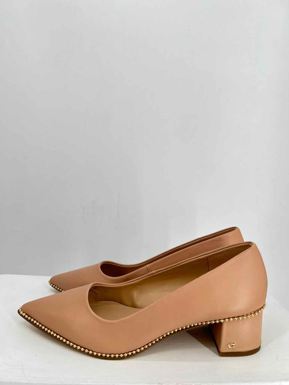 Coach Women Size 8.5 Buff New In Box Willa 45 Leather Pump Heels