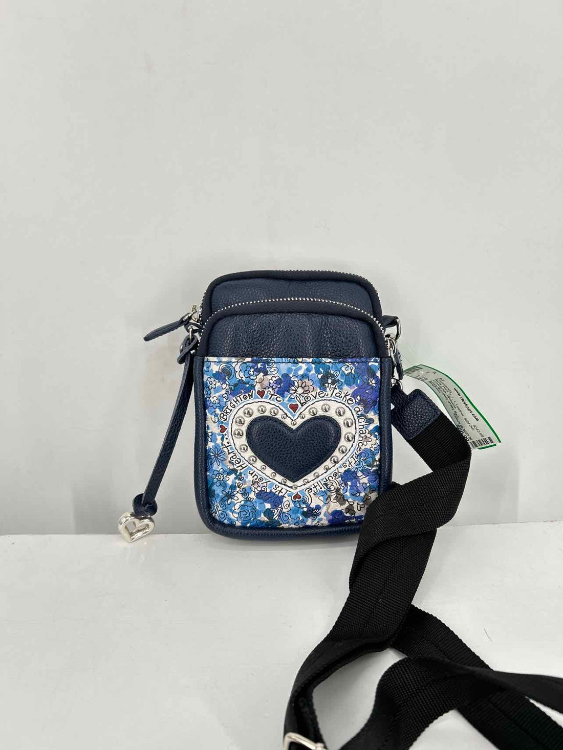 Brighton Navy Print Leather Sold Out Crossbody