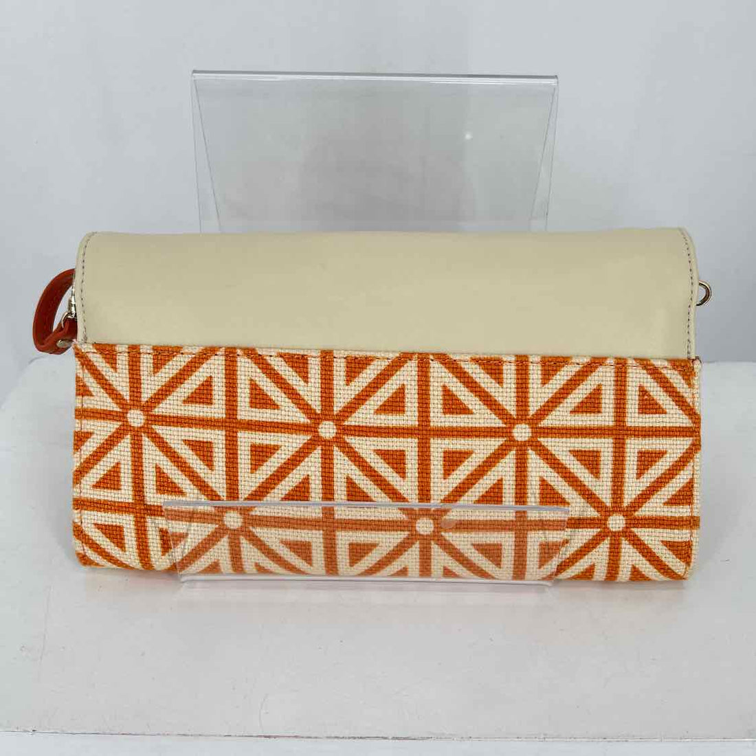 Spartina 449 Cream & Orange Canvas Pre Owned Clutch