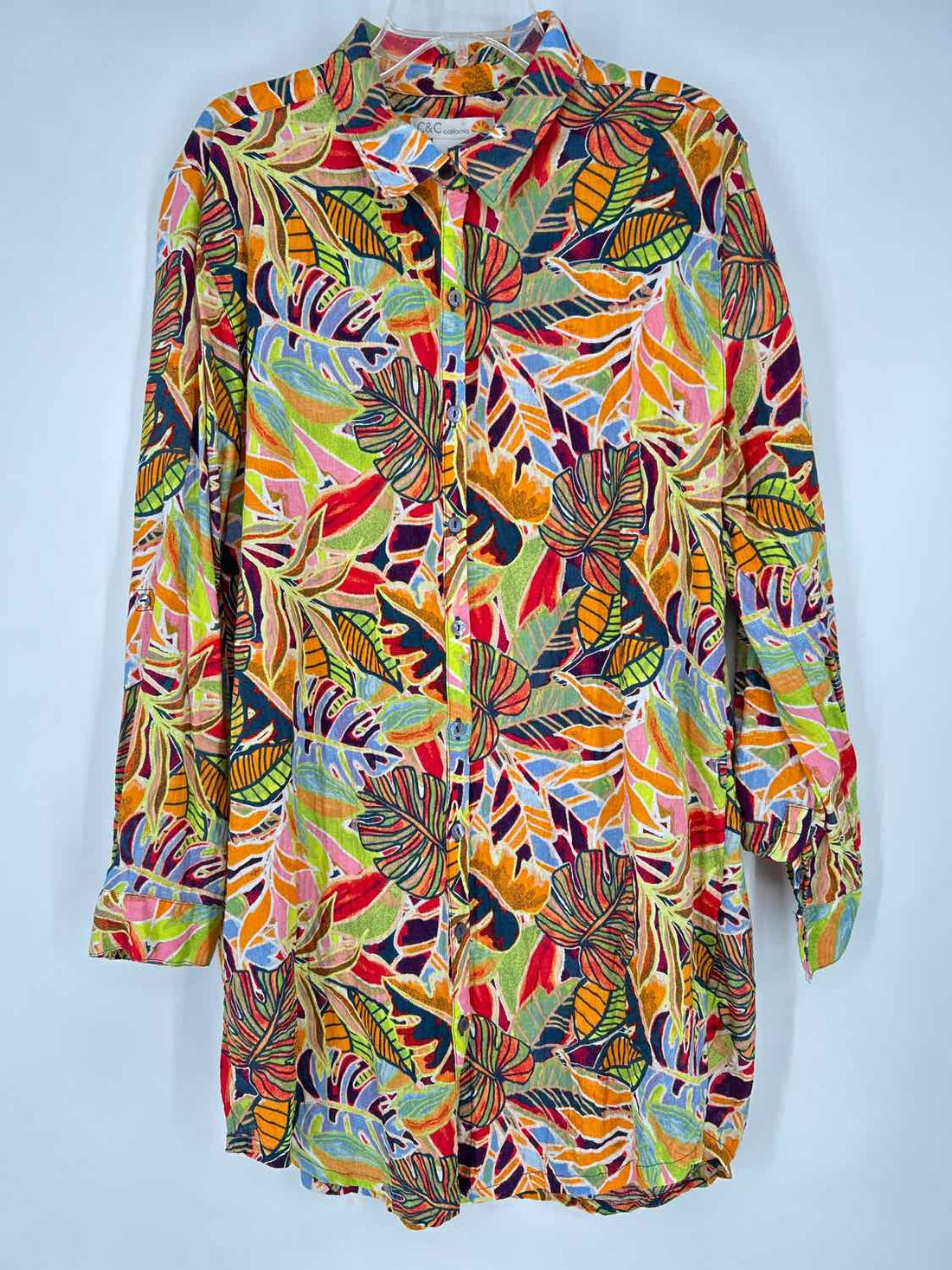 C&C California Size L Light Green Multi Color Linen/Rayon Multi-Piece Set