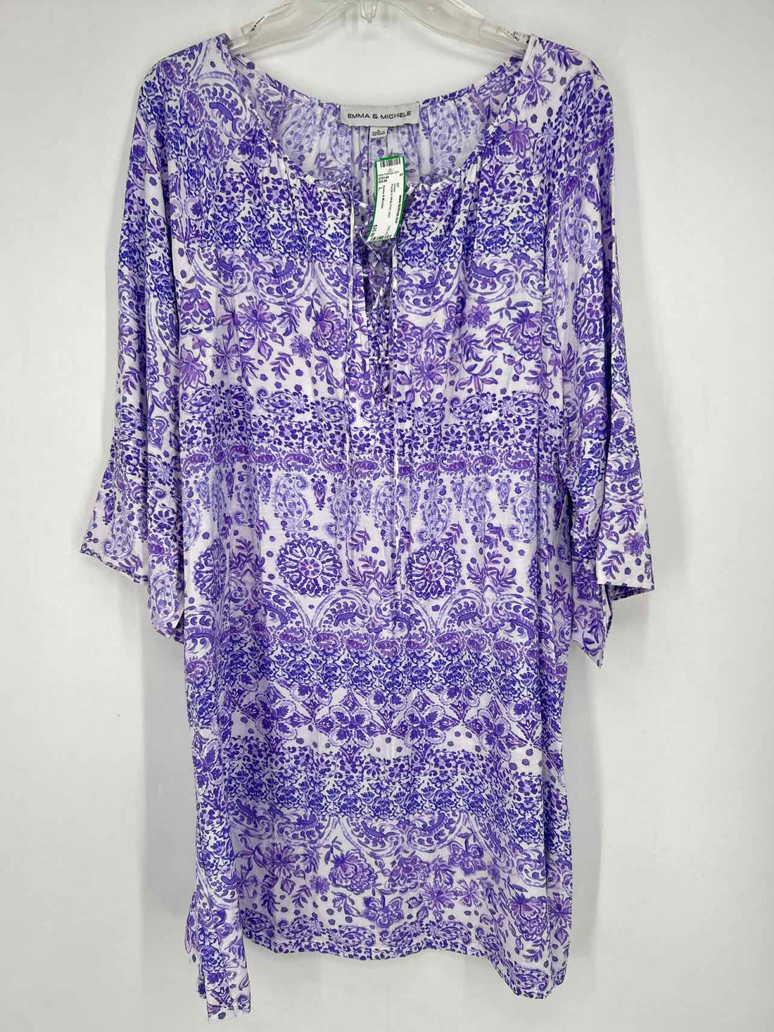 Emma & Michele Size L Purple & White Print NWT Dress