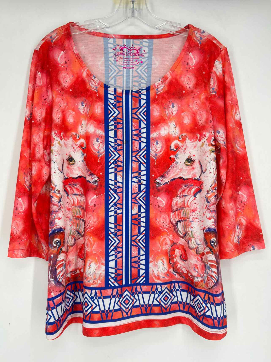 Leoma Lovegrove Size M Red & Pink Print Long Sleeve