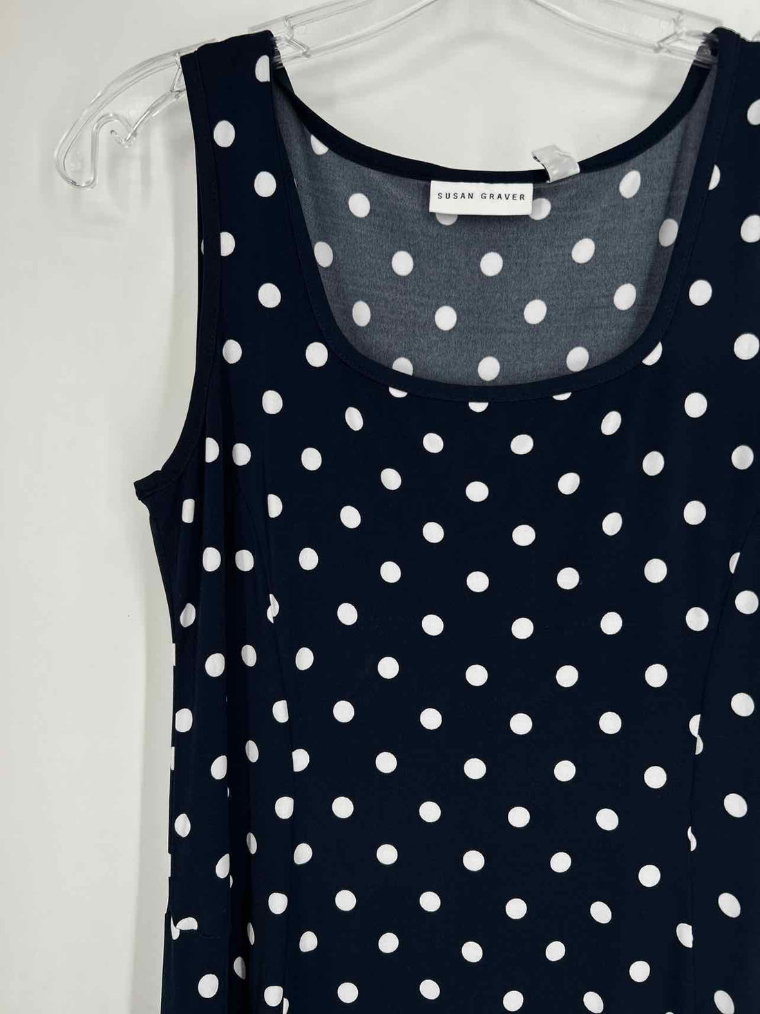 Susan Graver Size XS Navy & White Polkadot Sleeveless Dress