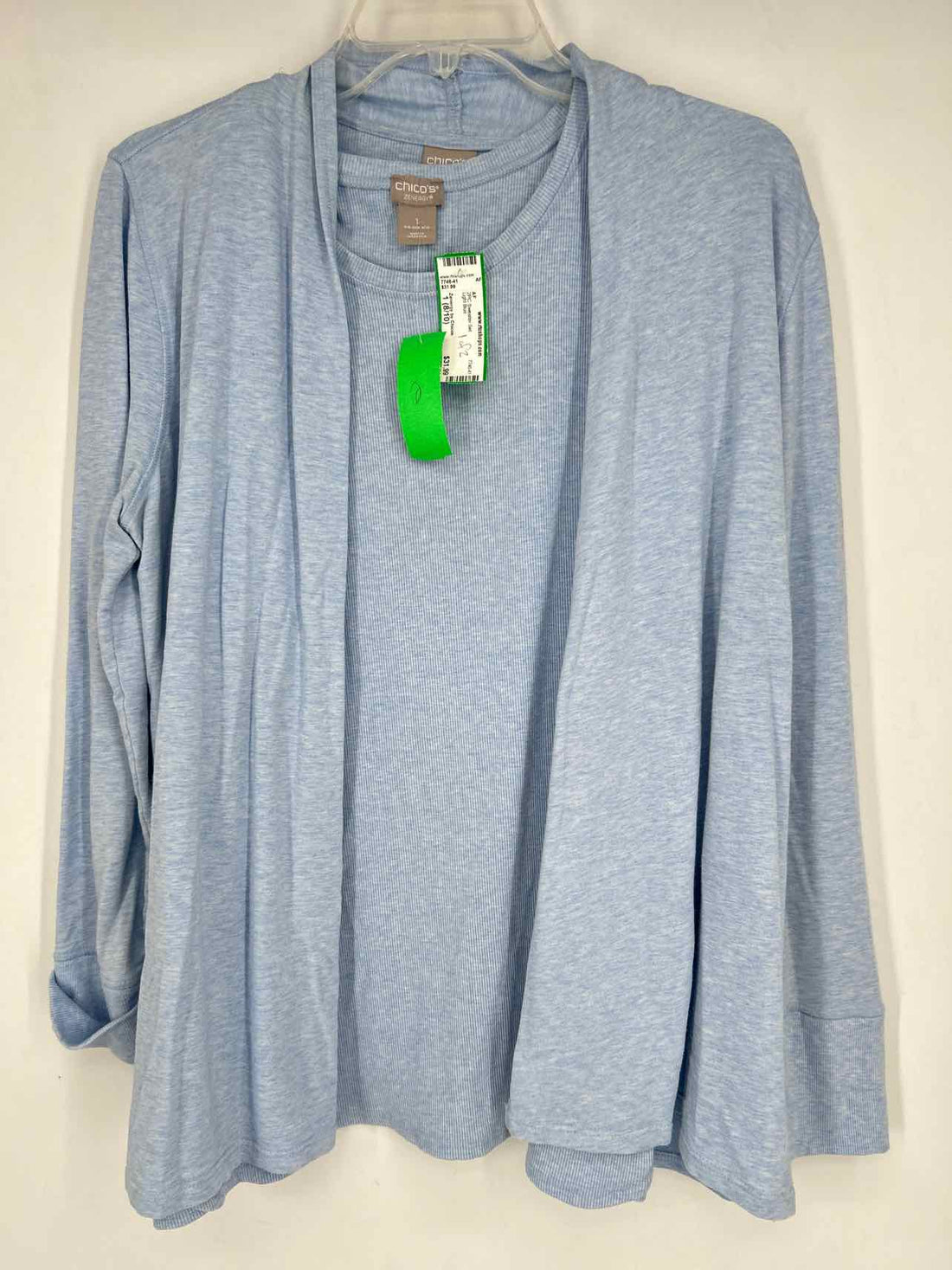 Zenergy by Chicos Size 1 (8/10) Light Blue 2PC Sweater Set
