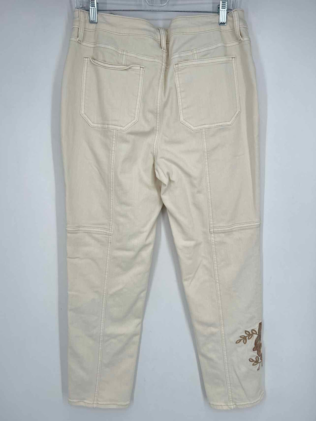 Chicos Size 10 Cream Embroidered Pants