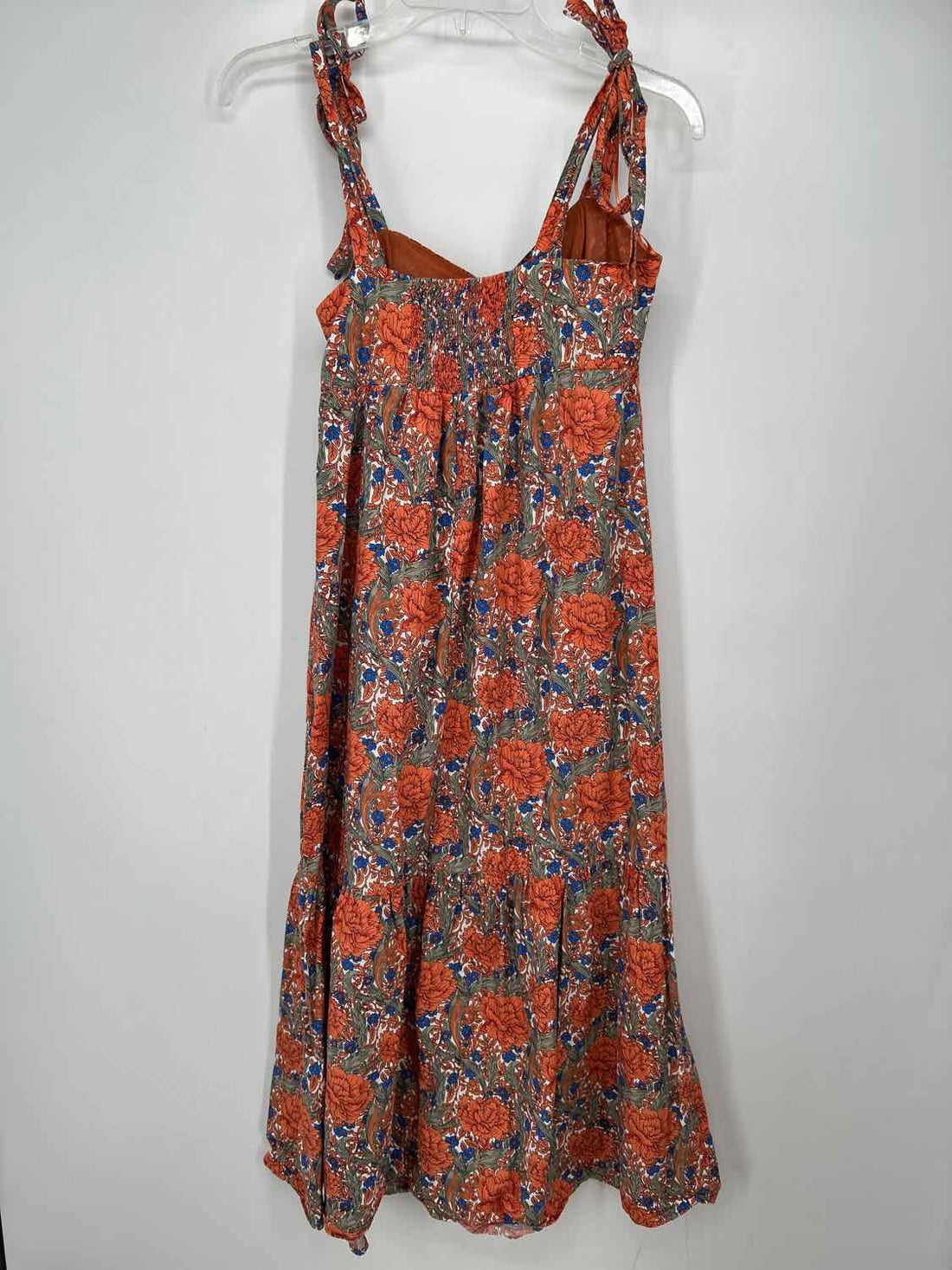 Zara Size XS Orange & Green Floral Sleeveless Dress