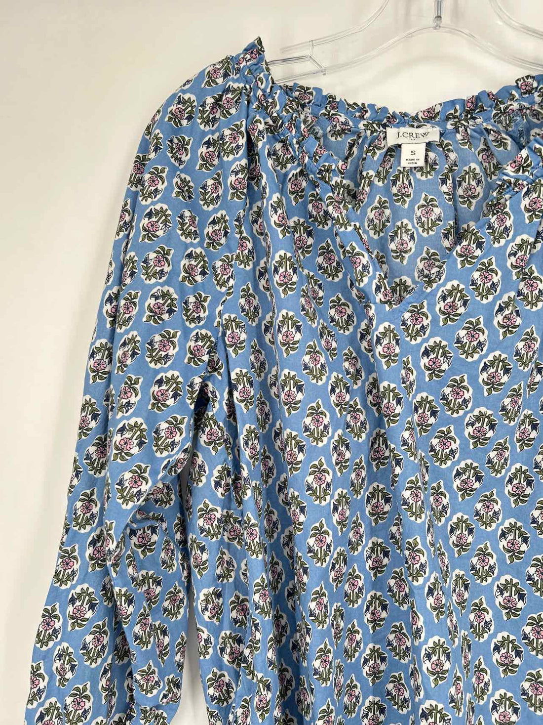 J Crew Size S Blue Floral Long Sleeve