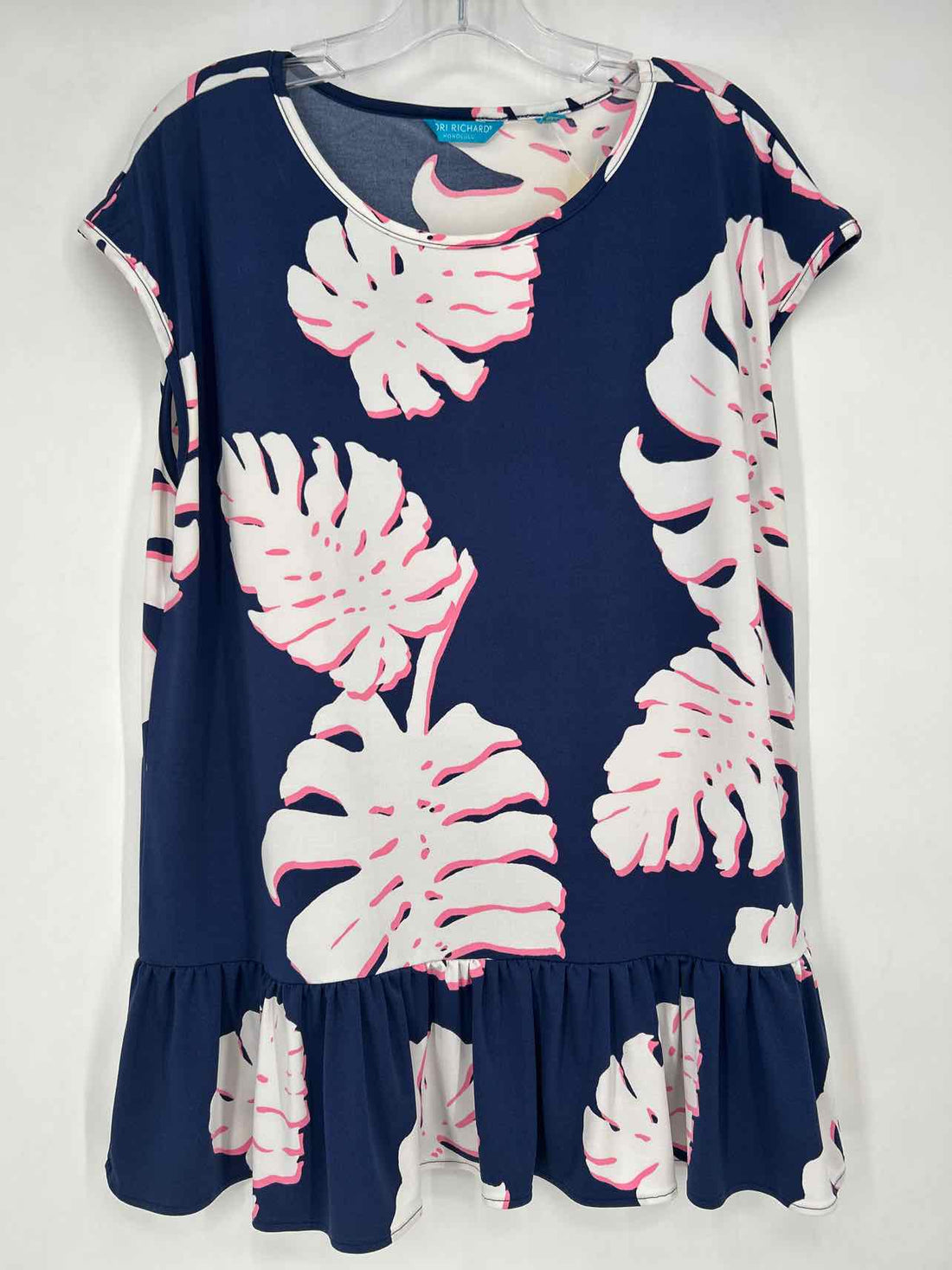 Tori Richard Honolulu Size L Navy Print Short Sleeve