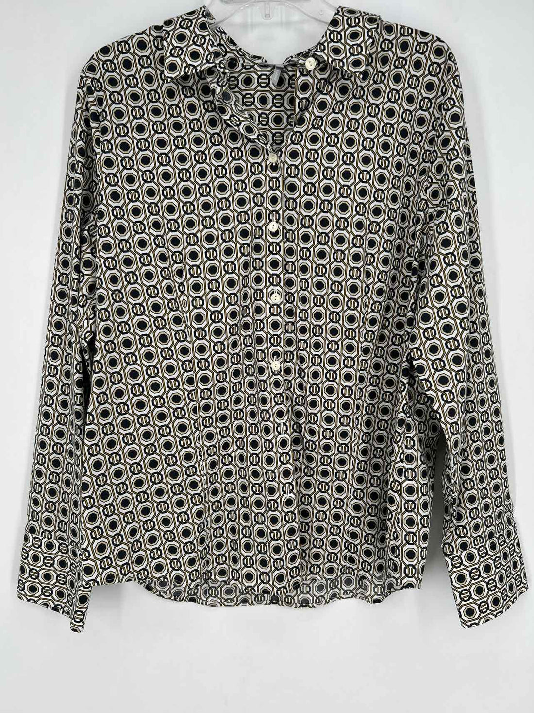 Hinson Wu Size 18 White & Black Print Long Sleeve Top/Blouse