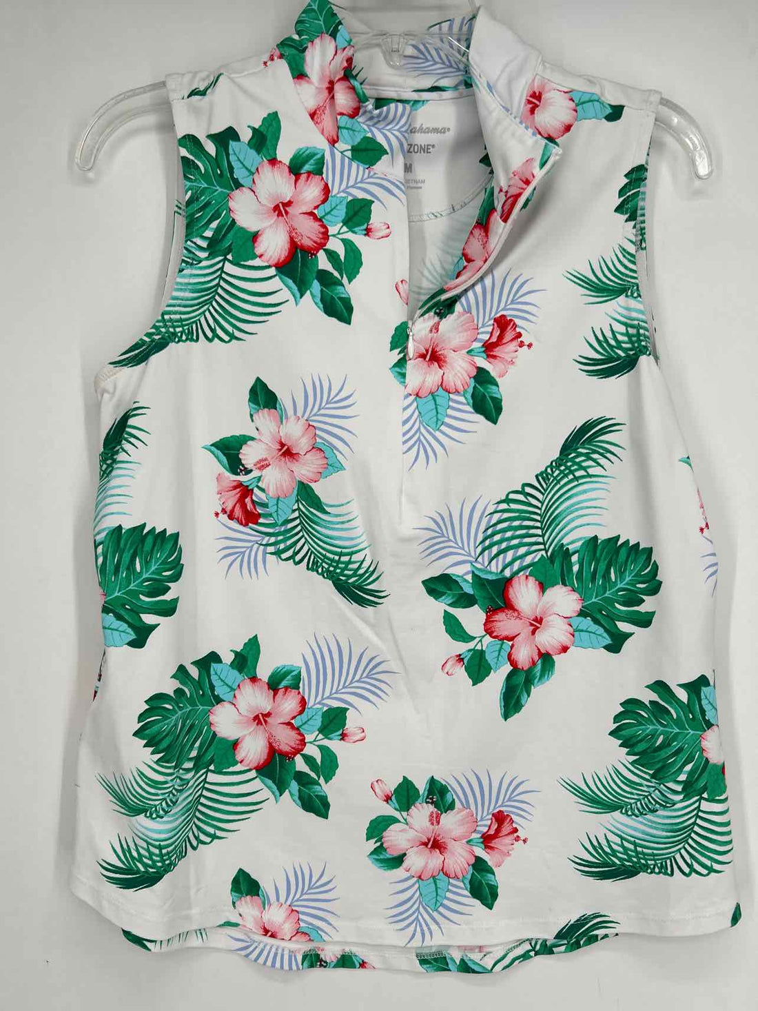 Tommy Bahama Size M White Floral Sleeveless Active Tops