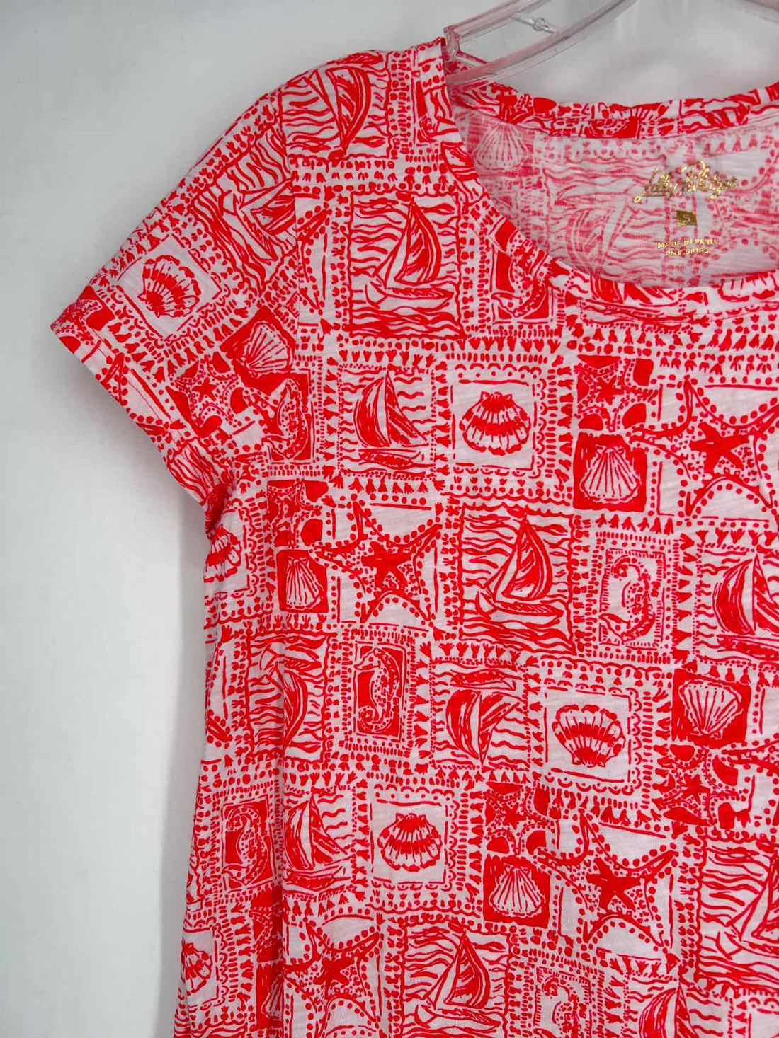 Lilly Pulitzer S White & Red Print Lilly Pulitzer Top