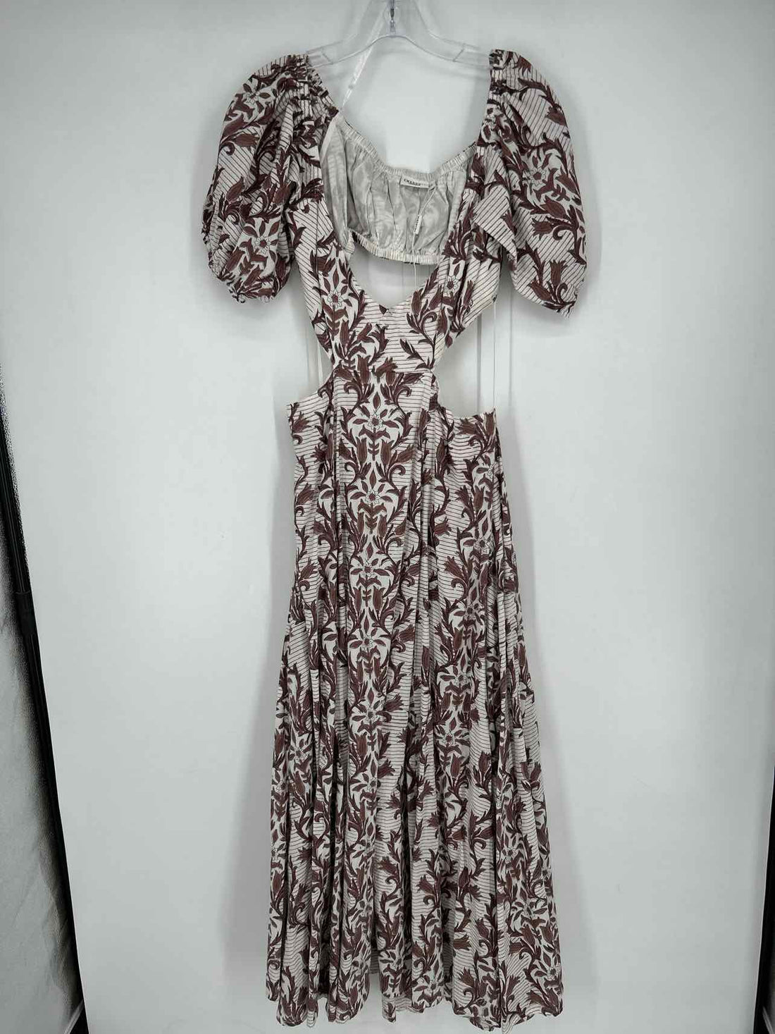 Chakeris Size L White striped floral Short Sleeve Dress