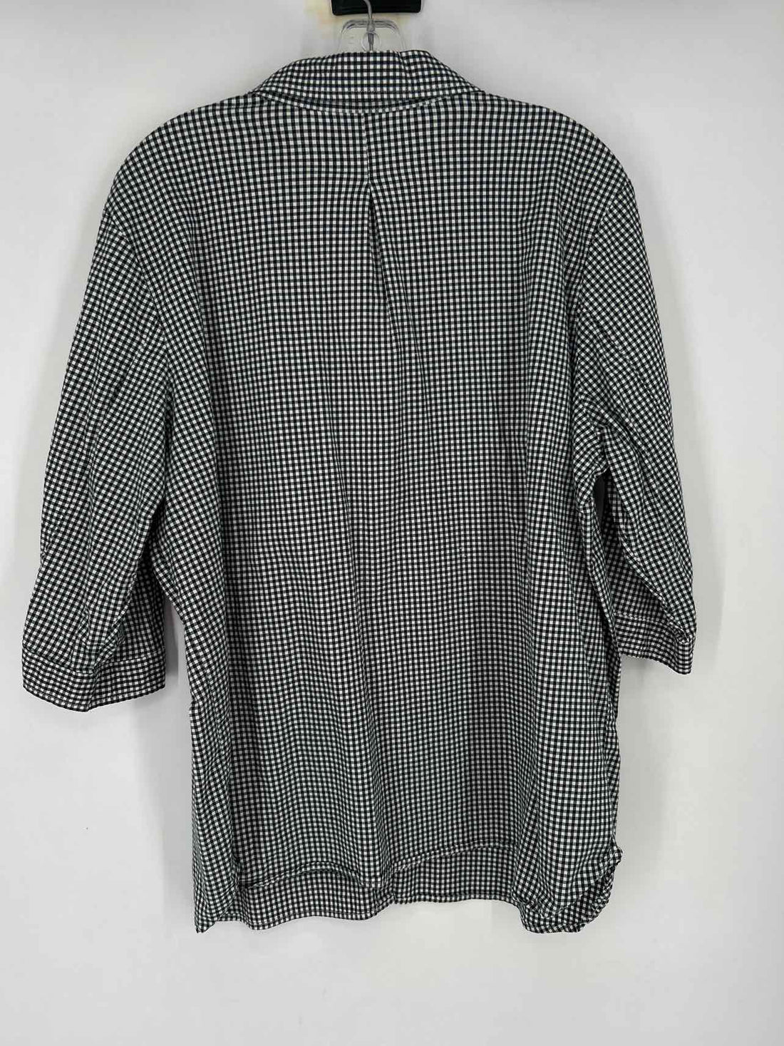 Denim & Co Size 1X Black & White Gingham Long Sleeve Top/Blouse