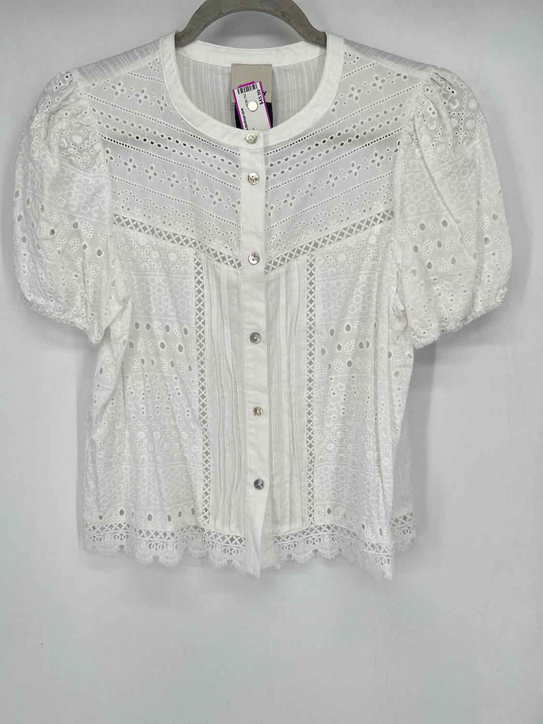 Industry Size M White Eyelet Short Sleeve