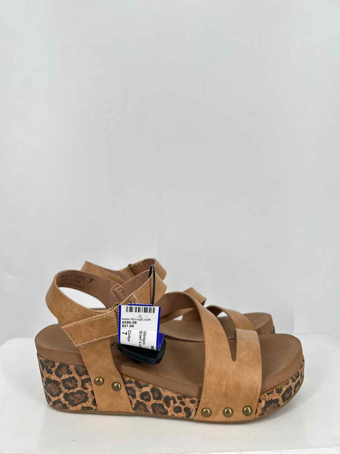Corkys Women Size 7 Brown & leopard Wedges