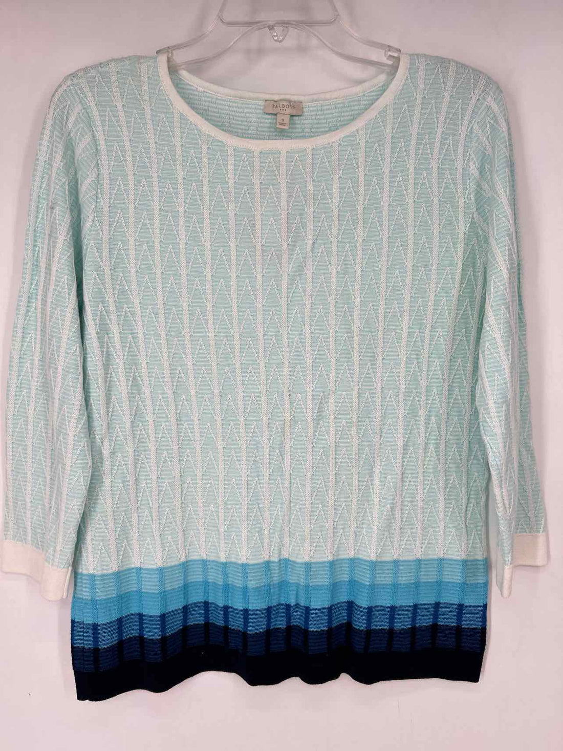 Talbots Size S Light Blue & White Print Sweater