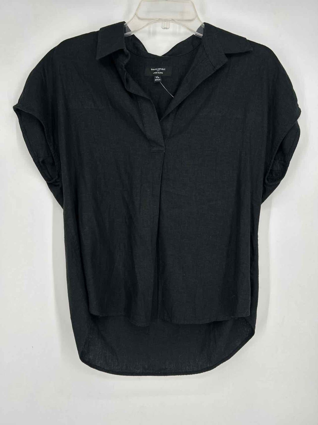 Banana Republic Size XS Black Linen Blend Short Sleeve