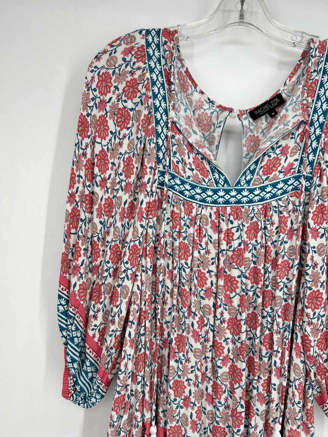 Rachel Zoe Size M White & Red Floral Long Sleeve