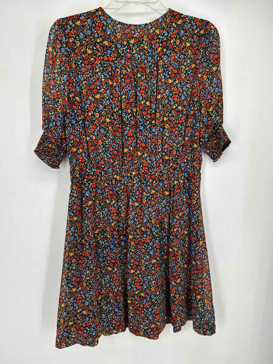 Tommy Hilfiger Size 8 Black Floral Short Sleeve Dress