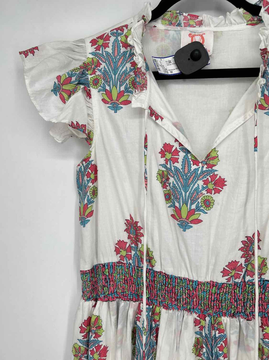 Victoria Dunn Size M White Print Short Sleeve Dress