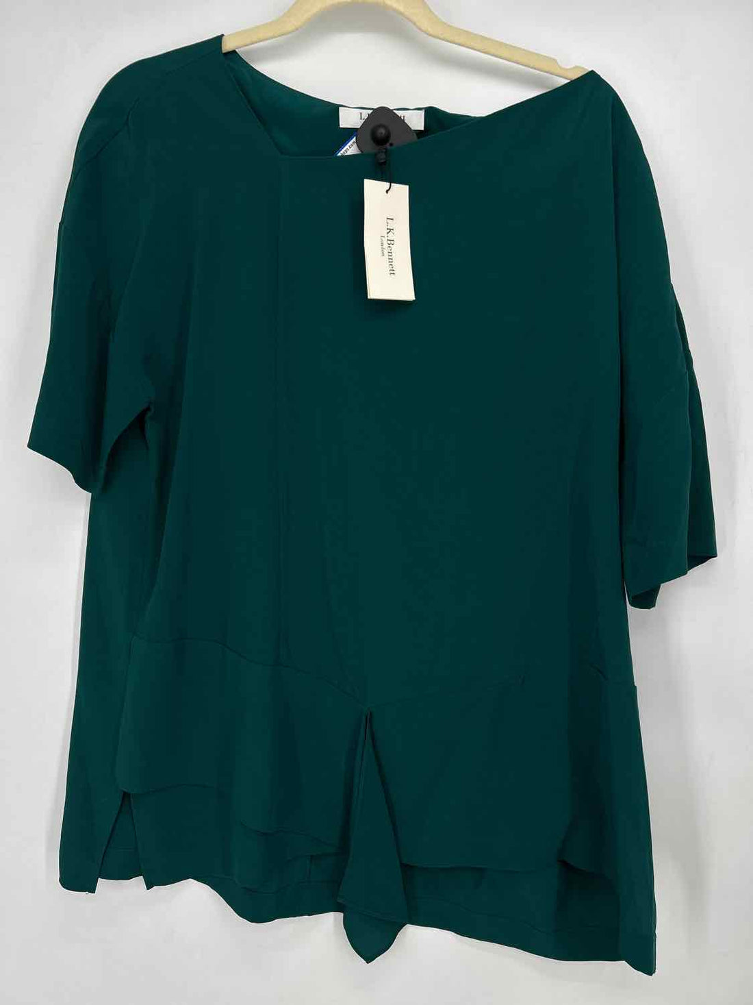 LK Bennett London Size 14 Dark Green Silk Short Sleeve