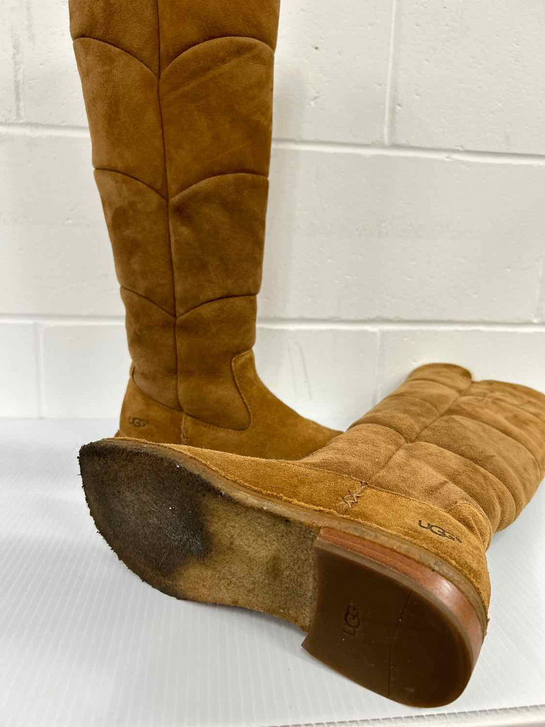 Ugg Samantha Women Size 6.5 Camel As Is Knee-High Boot. Pen mark on inside