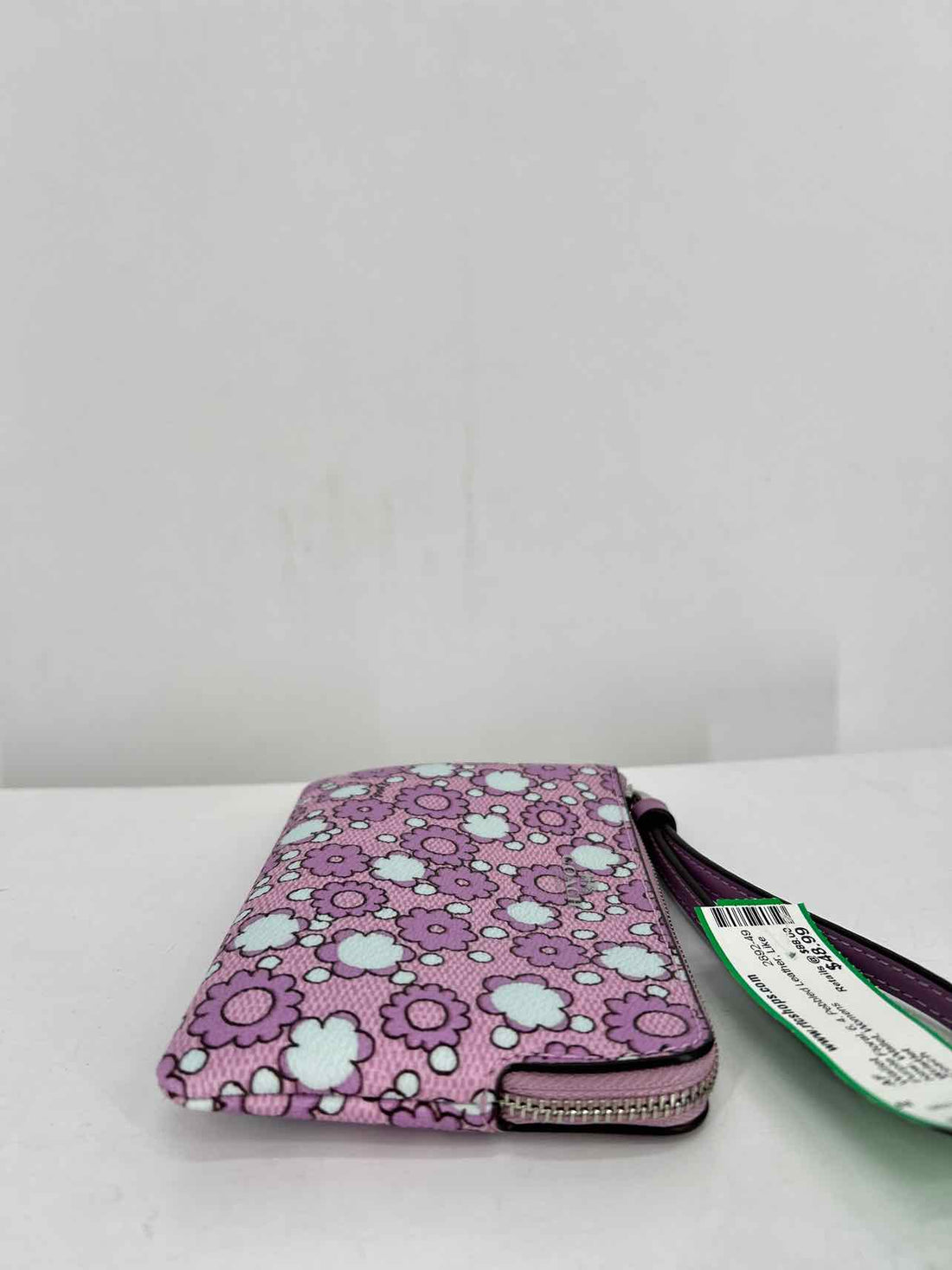Coach Purple Floral Pebbled Leather Like New Wallet