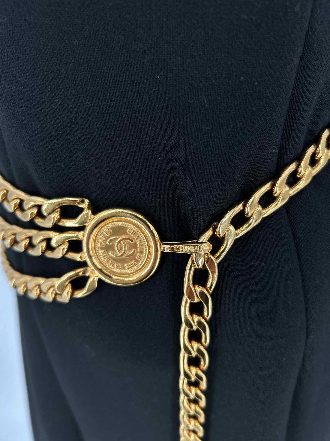 Chanel Draped Chain Medallion Gold Belts