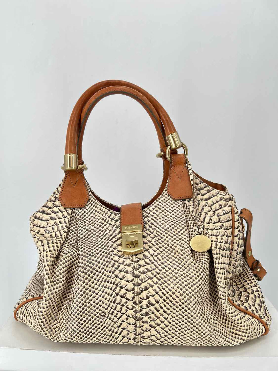 Brahmin Snake Genuine Leather Pre Owned Satchel