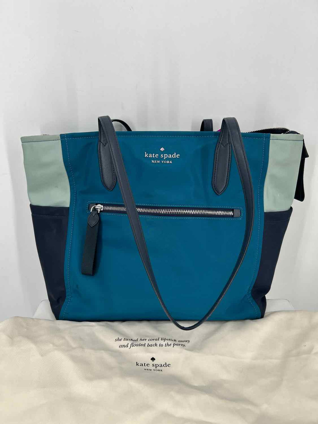 Kate Spade Teal Colorblock Nylon Tote