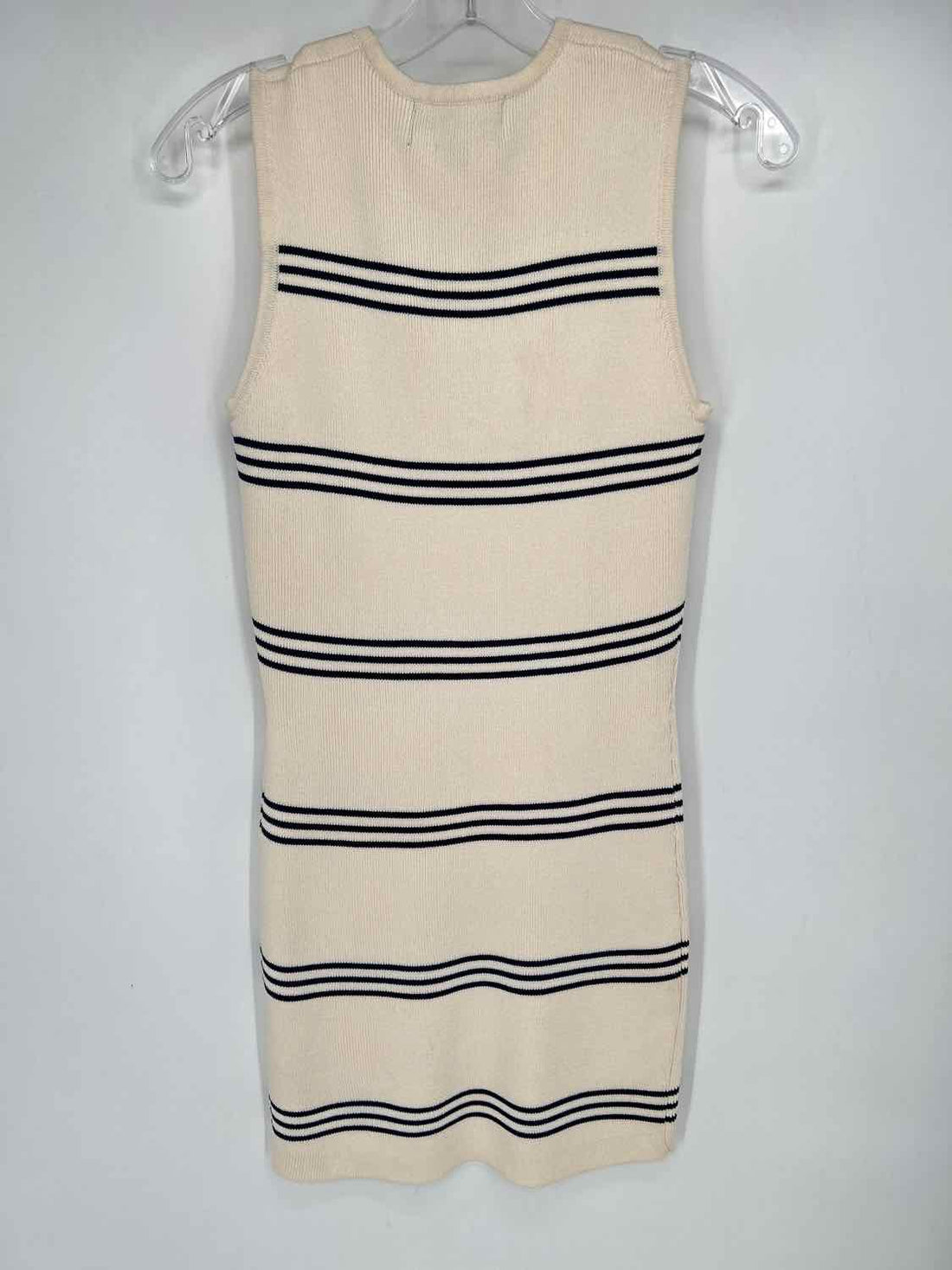 Ser.O.Ya Size S Cream & Navy Striped Sleeveless Dress
