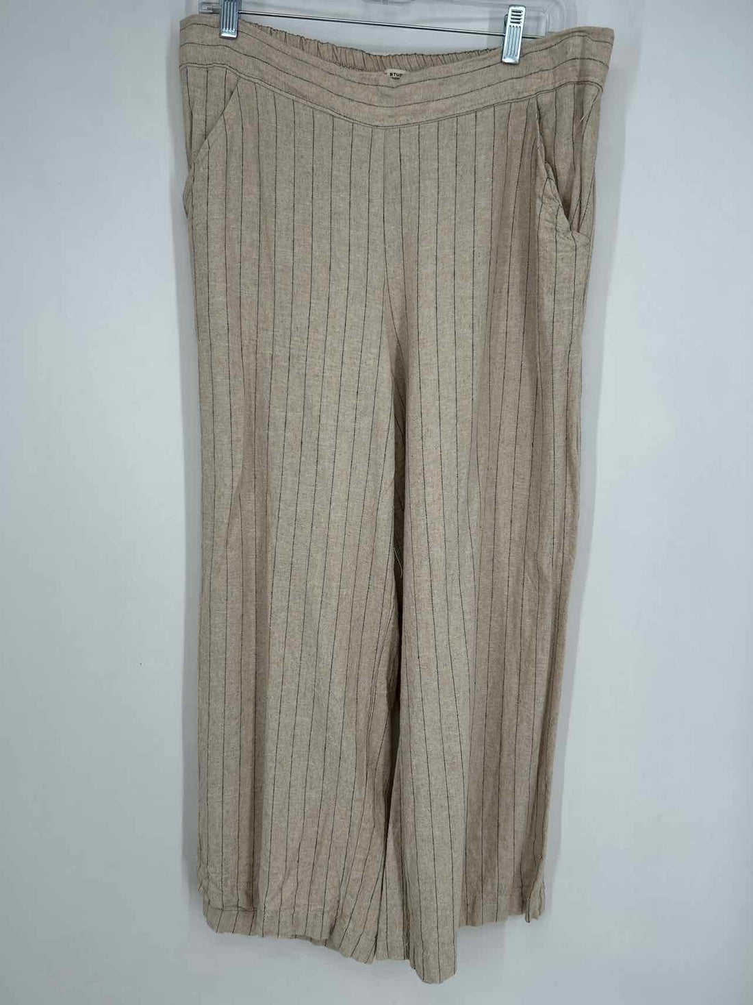 Max Studio Size XL Khaki Pinstripe Linen/Rayon Pants