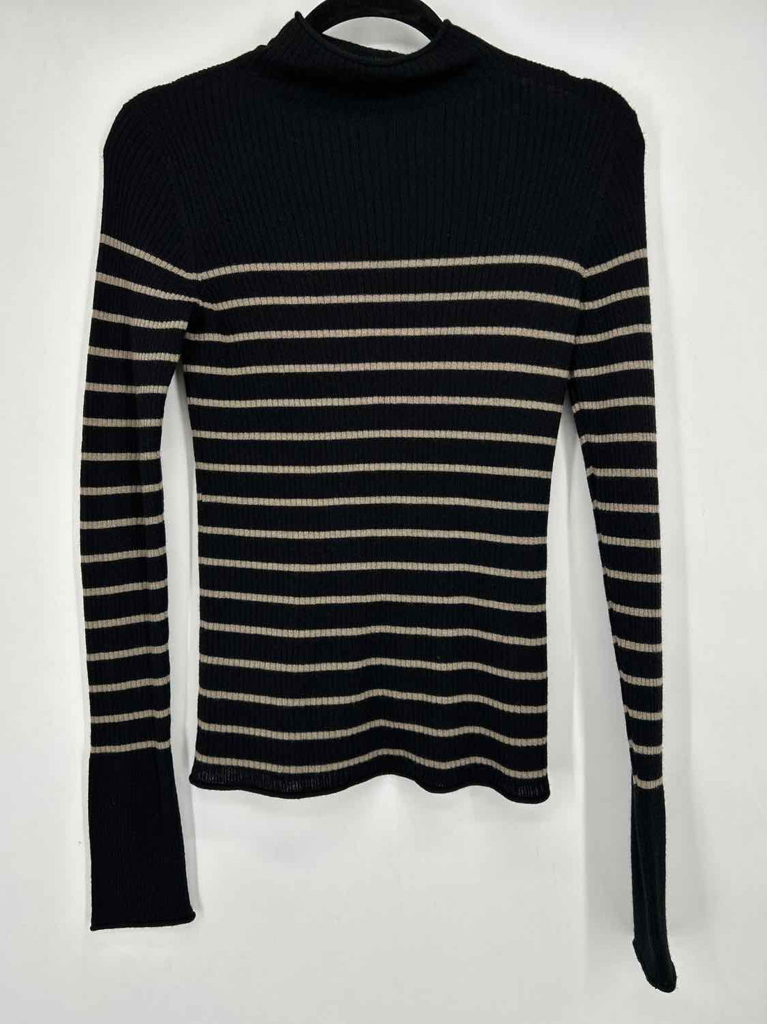 Vince Size S Black & Taupe Striped Cashmere Sweater
