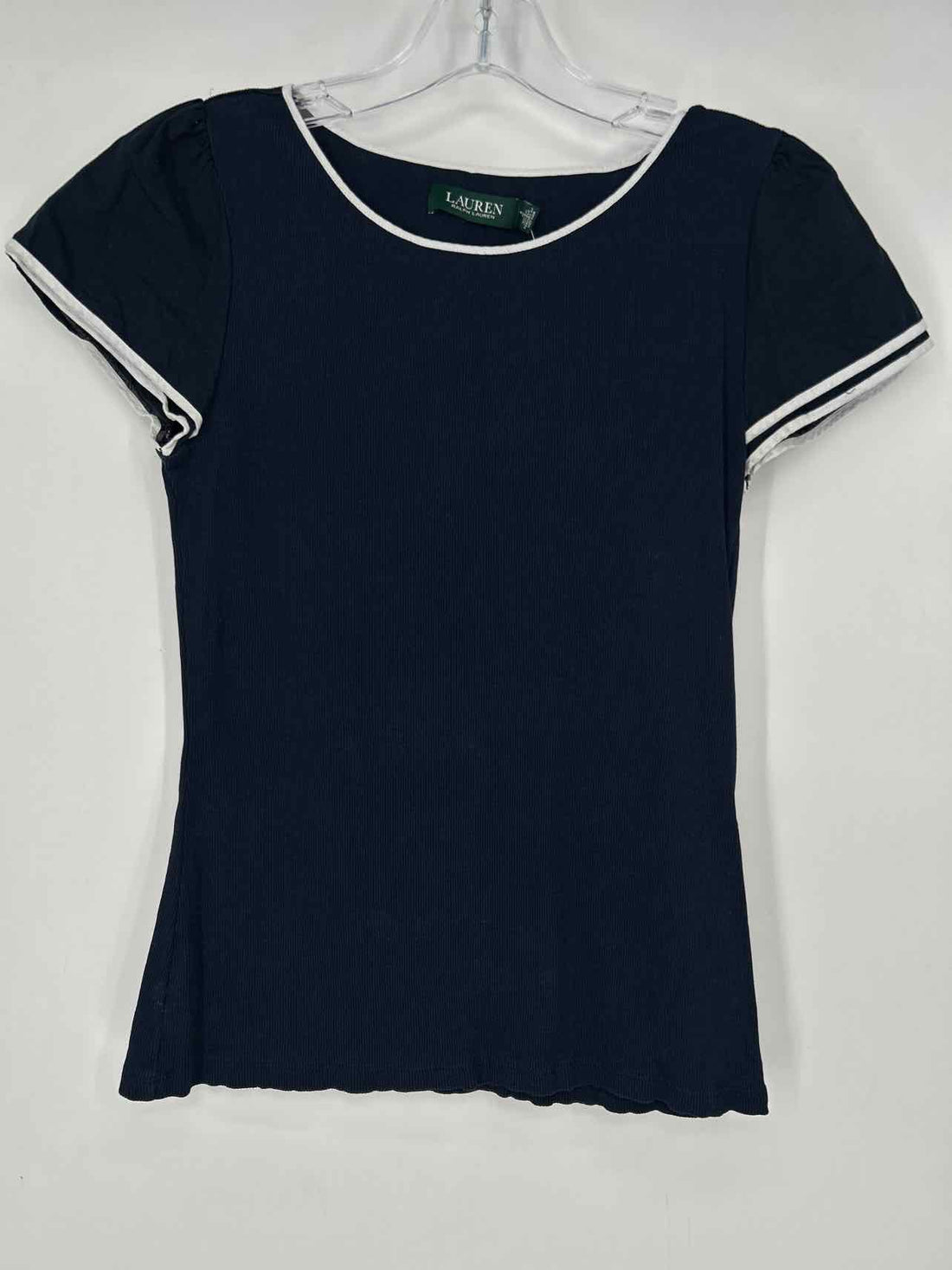 Lauren Ralph Lauren Size M Navy & White Short Sleeve