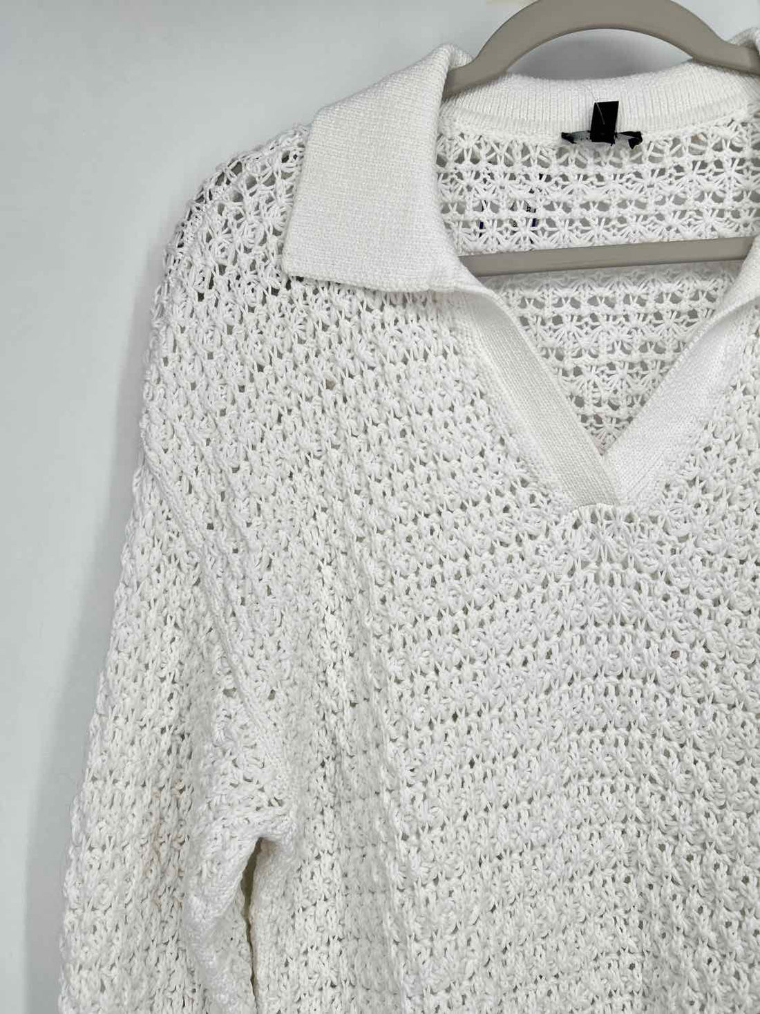 Talbots Size L White Open Knit Sweater