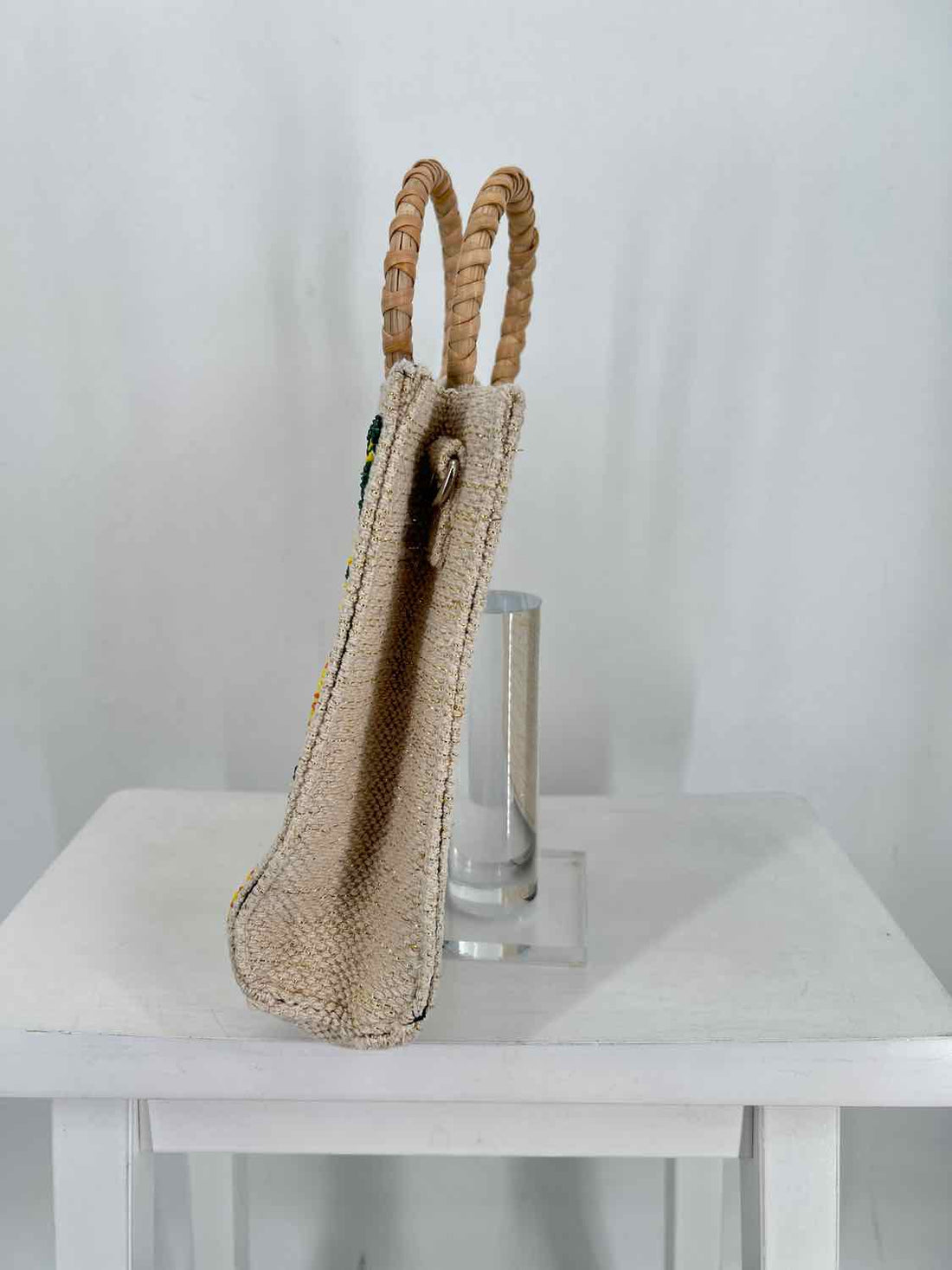 America & Beyond Beaded Citrus Tan NWT Satchel