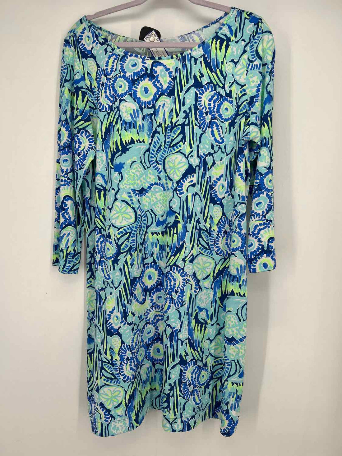 Lilly Pulitzer L White Navy & green print Long Sleeve Lilly Pulitzer Dress