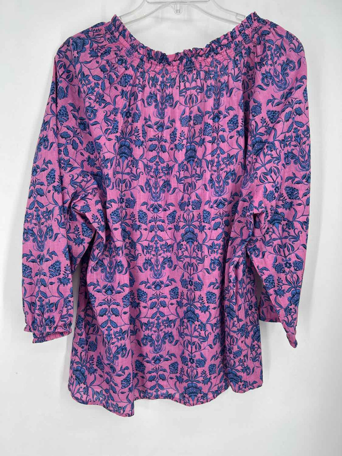 J Jill Size XL Pink & Blue Floral Long Sleeve