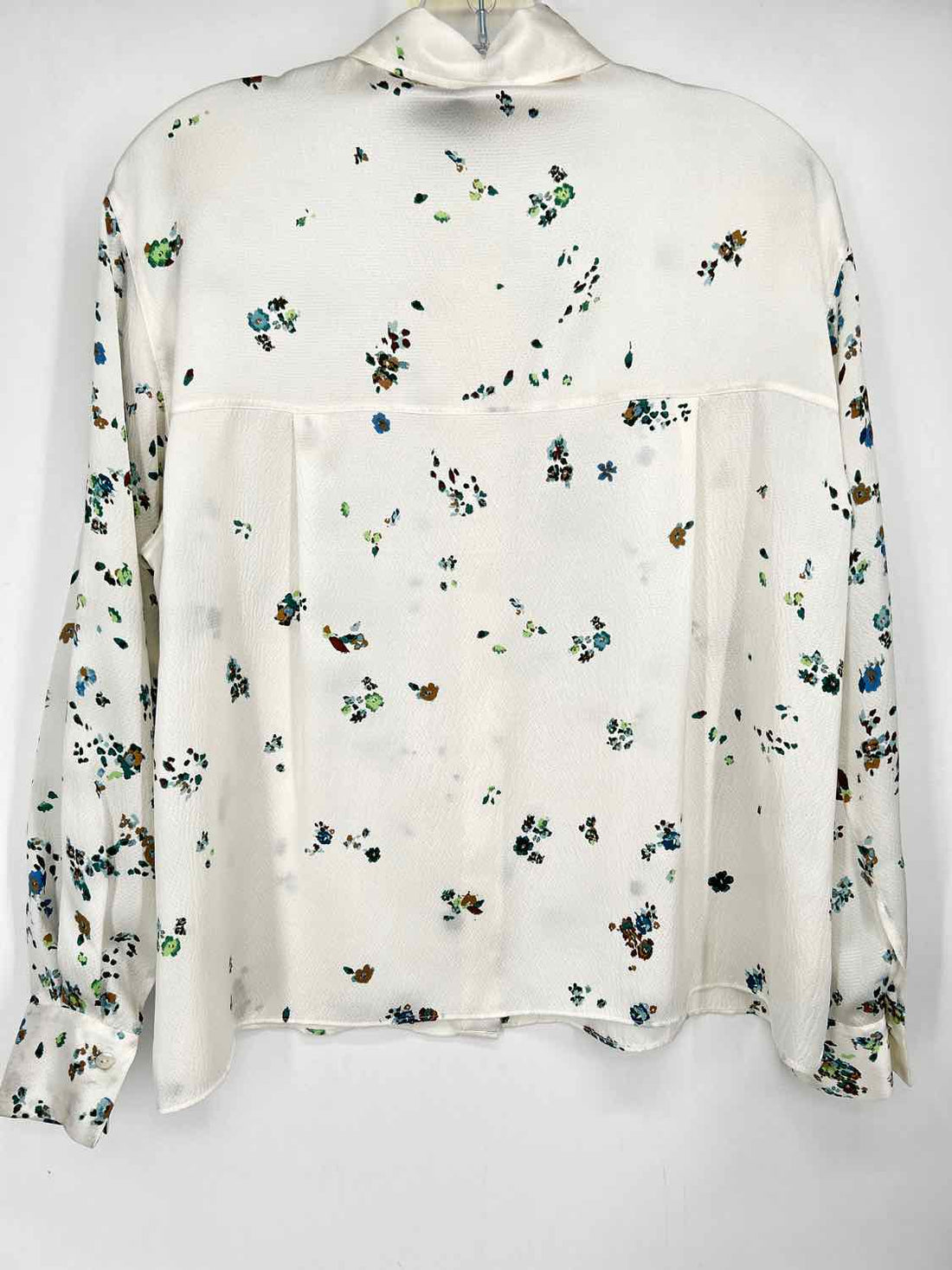 Vince Size XS White Print Silk Long Sleeve