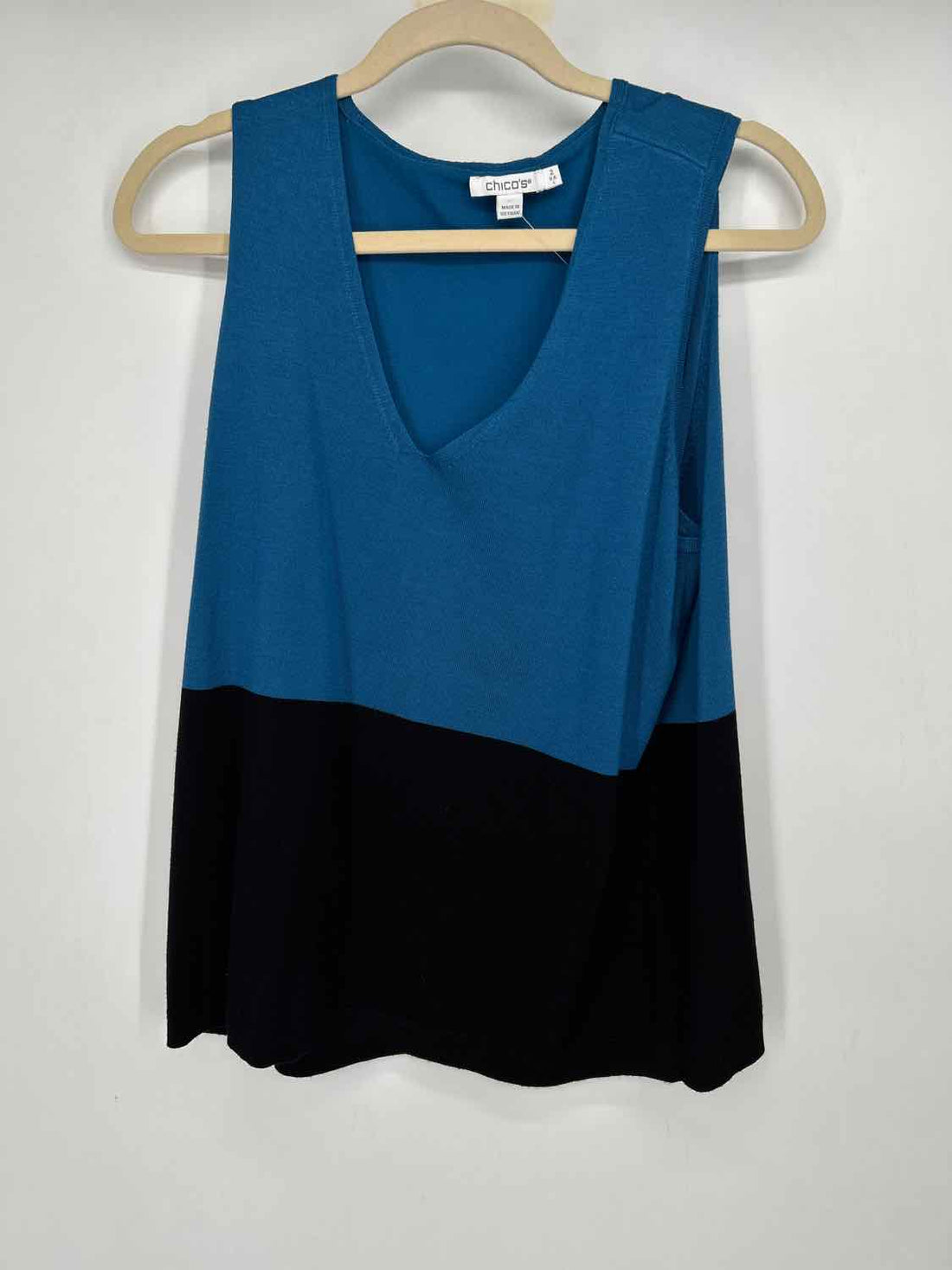 Chicos Size 2(L) Blue & Black 2PC Sweater Set
