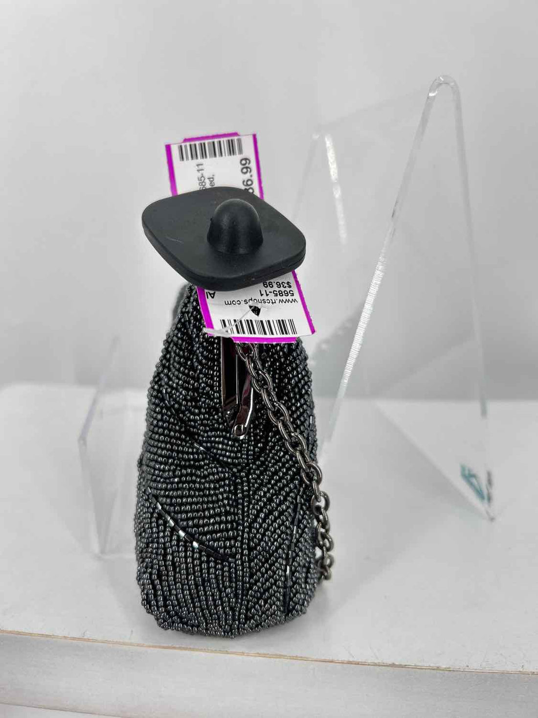 Inge Christopher Gunmetal Beaded Pre Owned Purse