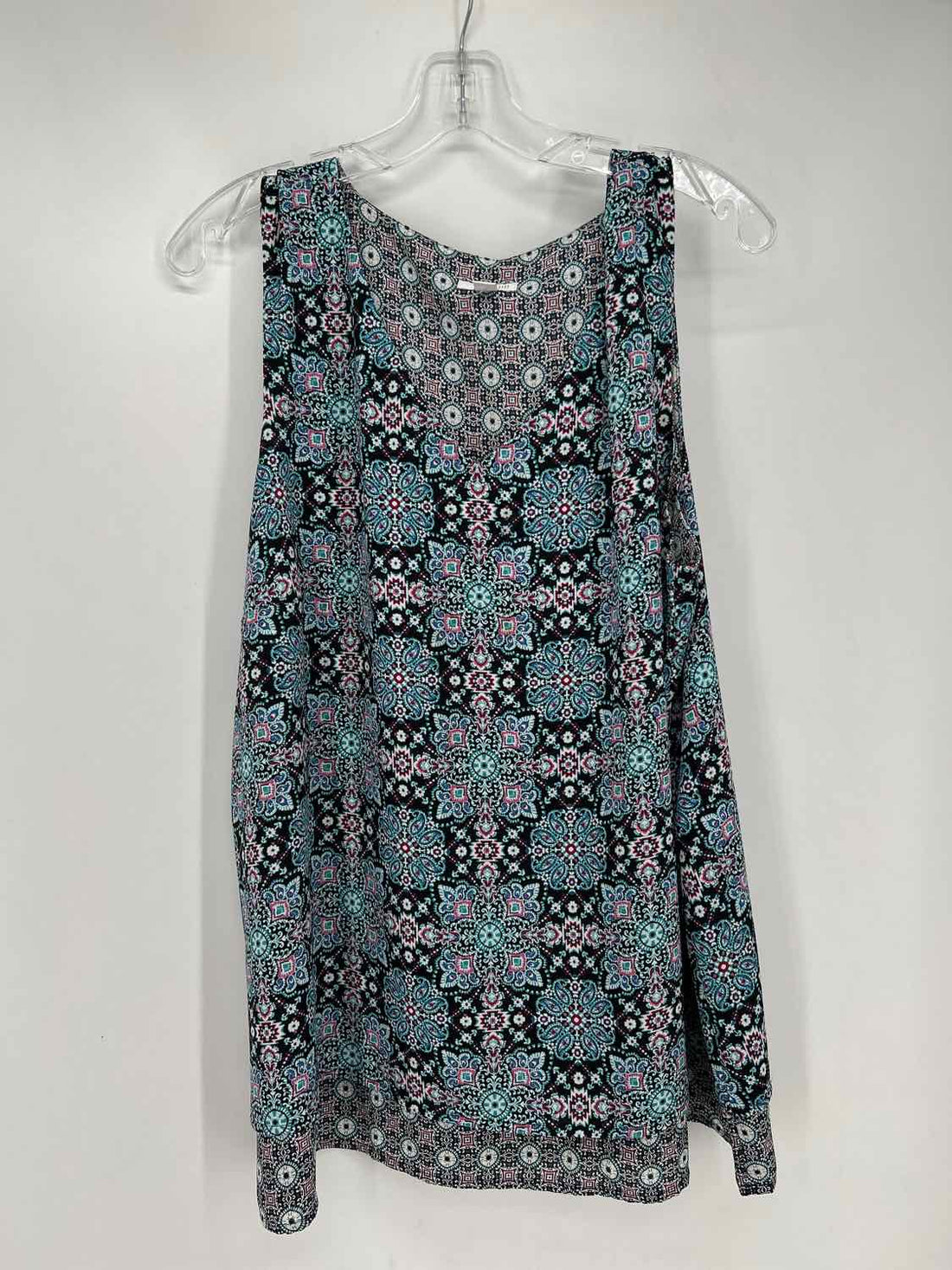 J Jill Size XL Navy & Blue Print Sleeveless