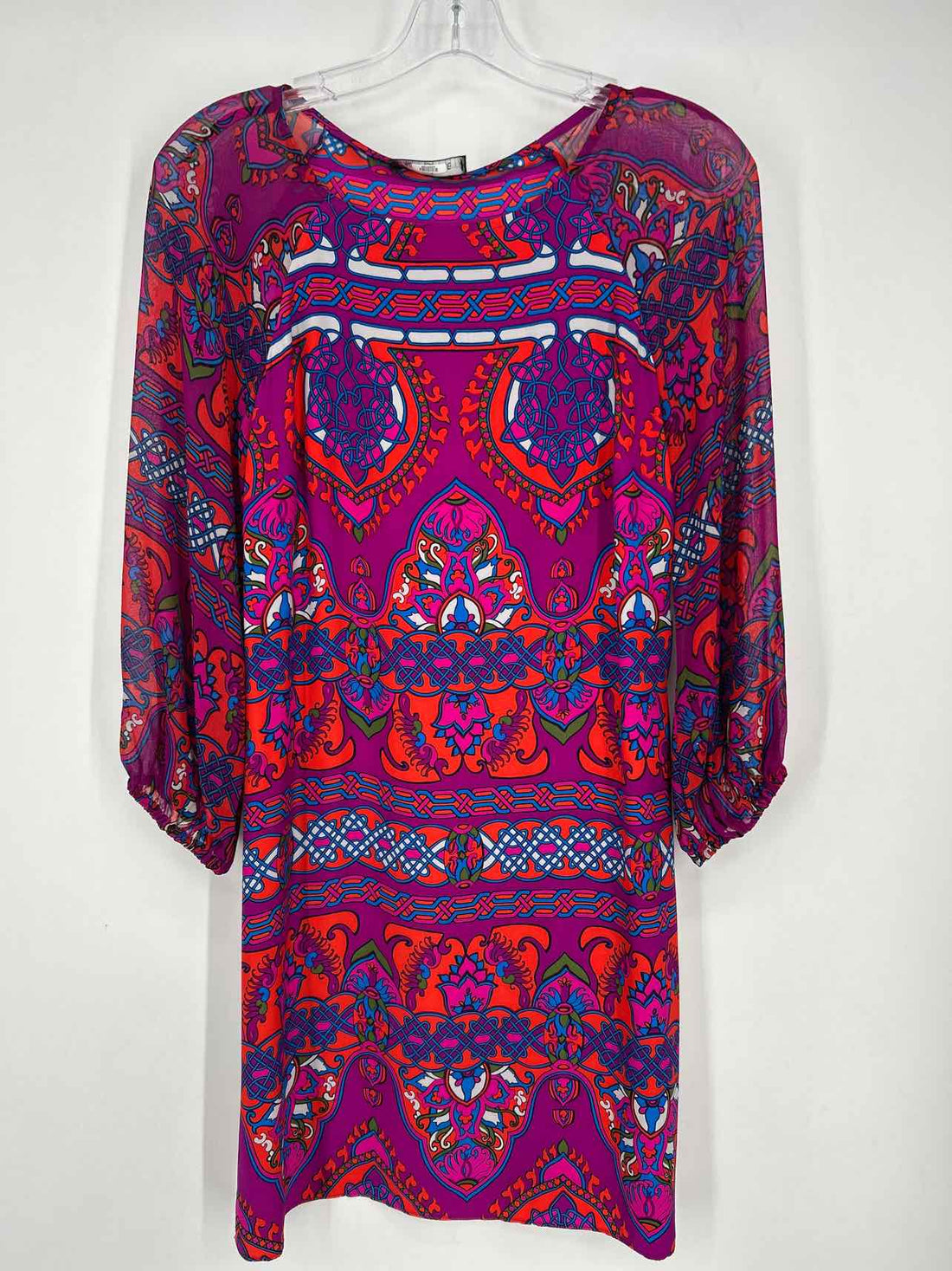 Alice & Trixie Size XS Purple & Red Print Silk Long Sleeve Dress